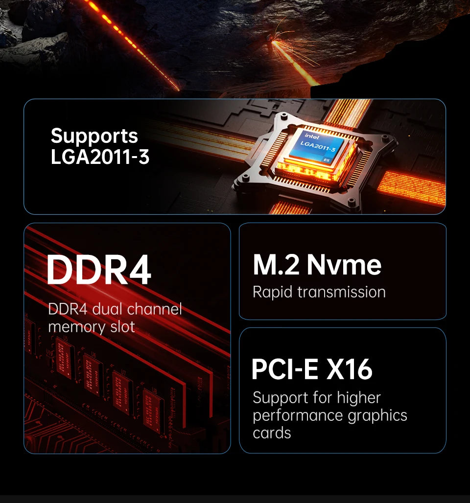 QIYIDA X99 motherboard LGA2011 3 with M.2 slot Support DDR4 Memory SATA USB PCI16X