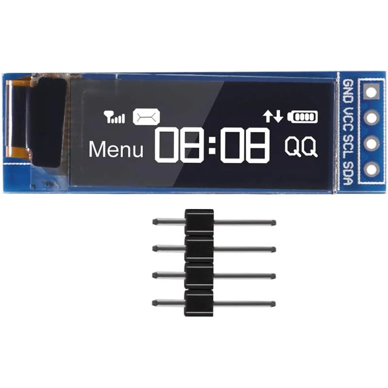 0.91inch I2C OLED Display Module I2C SSD1306 OLED Display Module White / BLUE I2C OLED Screen Driver DC 3.3V~5V for Arduino
