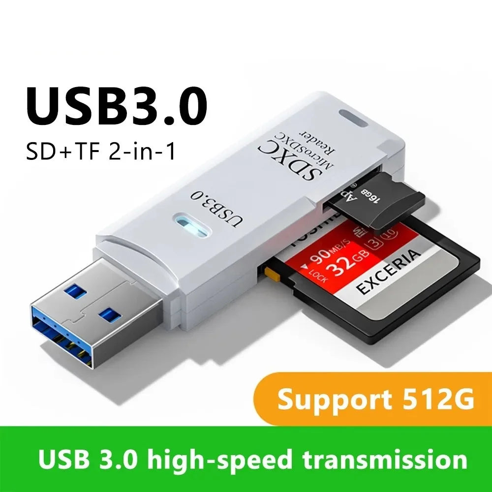 2-in-1 Multi Functional USB3.0/2.0 Card Reader Micro SD TF Memory Card Reader USB Flash Drive Cardreader Adapter For PC Laptops