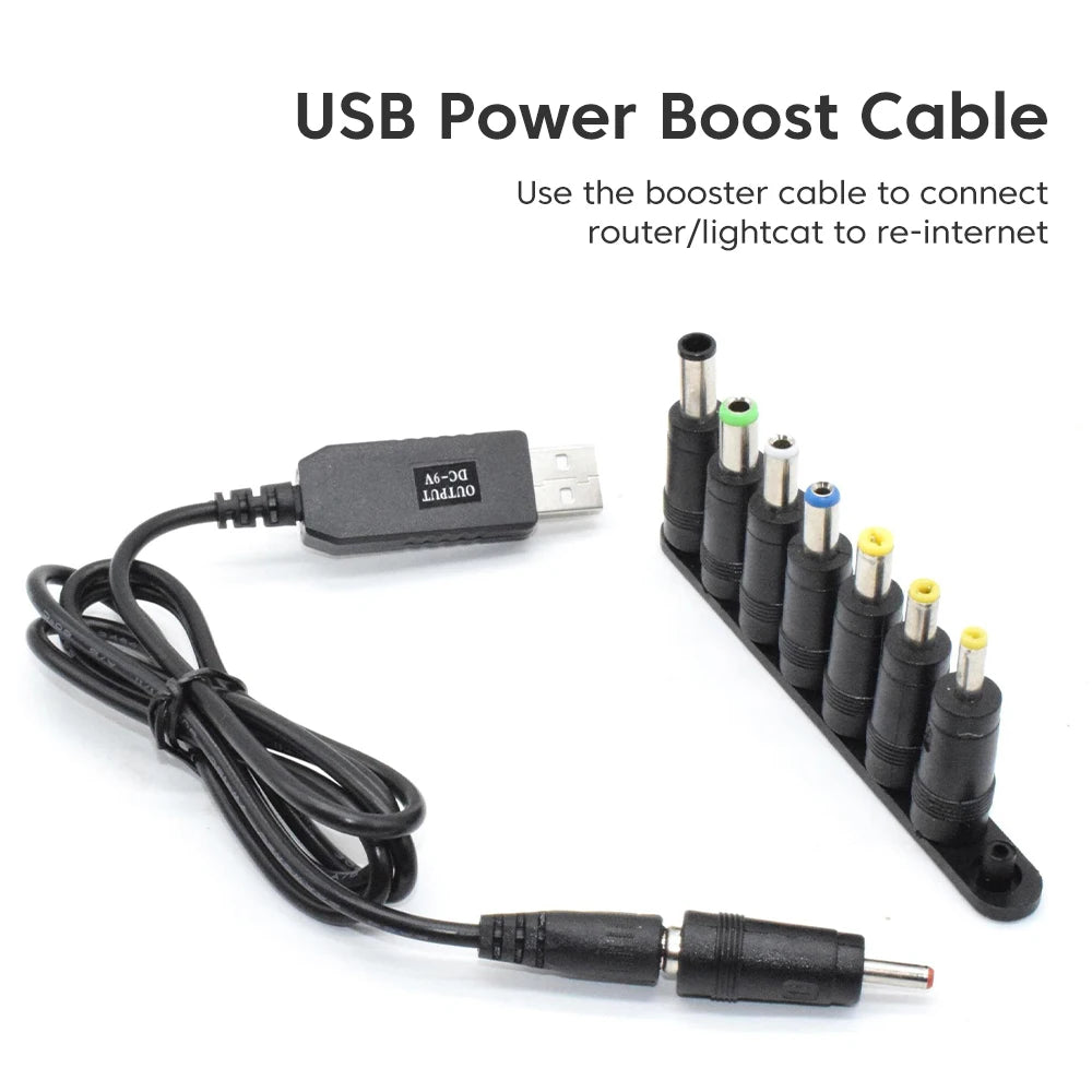 5V to 12V Boost Converter Cable with 8 Connectors for WiFi Routers Modems Fans Speakers - Power Adapter Upgrade