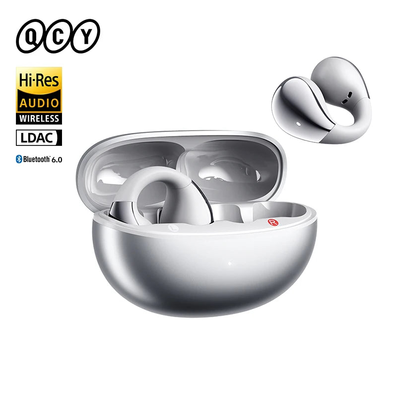 QCY Crossky C30S Open Ear Earphones Wireless Bluetooth 6.0 Clip-On Earbuds LDAC Hi-Res Audio Dual Connection 40H IPX5 Waterproof