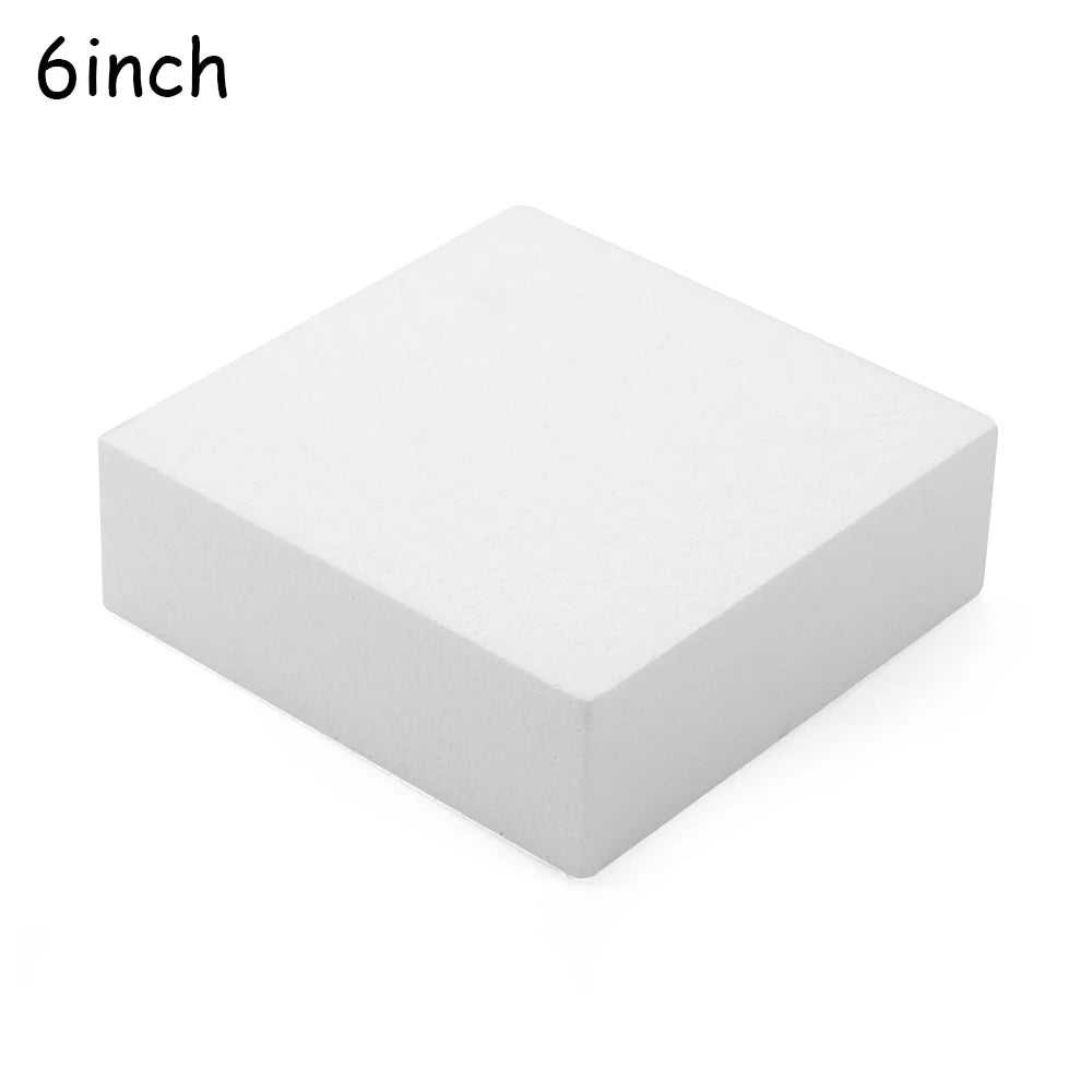 4/6/8 inch Square Foam Cake Lightweight DIY Cake Practice Model Mould Polystyrene Styrofoam for Wedding Party Kitchen Accessory