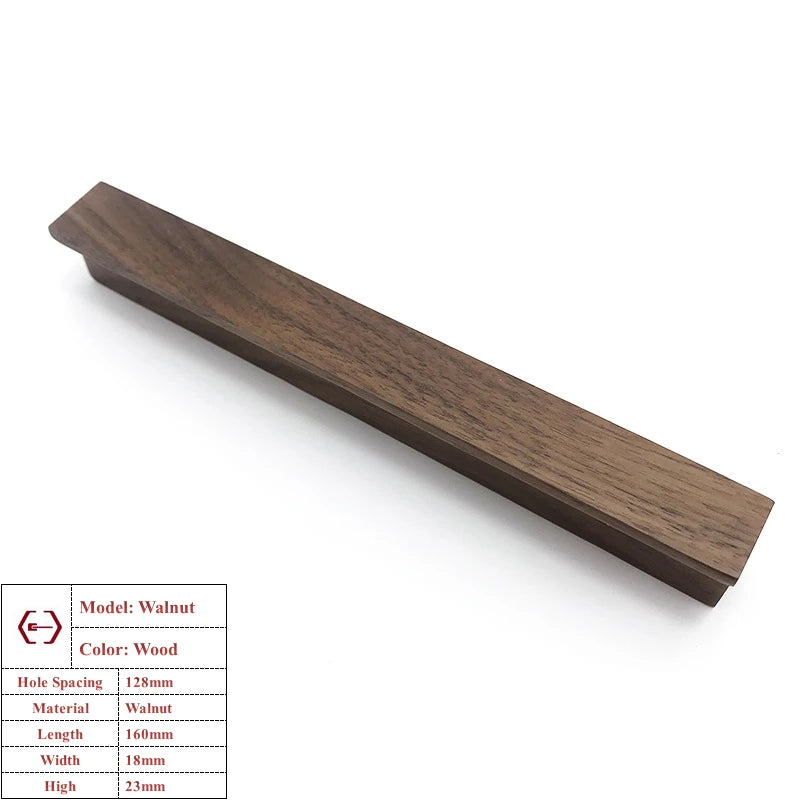 Beech Wooden Cabinet Handles Walnut Solid Wood Furniture Kitchen Door Handle Wardrobe Cupboard Drawer Knobs Hardware Pull Handle