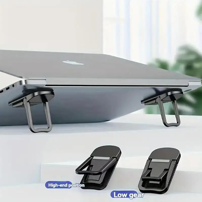 2PCS Mini Foldable Laptop Stand Portable Computer Keyboard Riser with 2 Adjustable Angles Self-Adhesive Invisible Notebook Stand