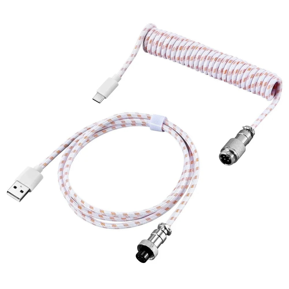 Mechanical Keyboard Coiled Cable Detachable USB C Aviator Connector Coiling Cable Desktop Computer Gaming Keyboard Accessories