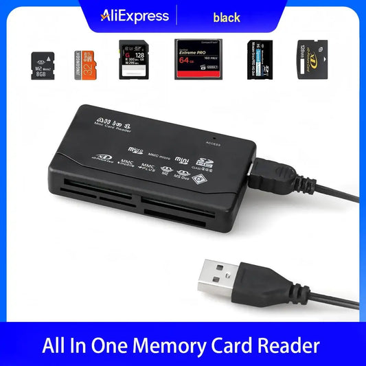 USB All-In-One Memory Card Reader External for SD SDHC Mini Micro M2 MMC XD CF Compatible with MP3 Digital Camera