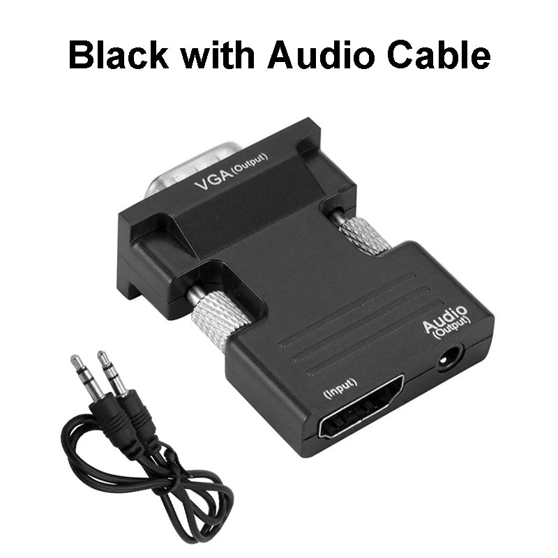HDMI-compatible to VGA Adapter HD 1080P with 3.5mm Audio Cable For PC Laptop TV Box Projector HDMI-compatible to VGA Converter