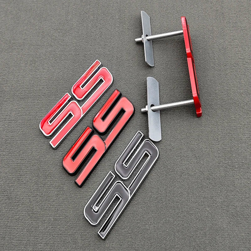3D Metal Logo SS Car Body Sticker Rear Trunk Badge Front Grille Emblem For Chevrolet SS Camaro Cruze Equinox Blazer Accessoeies