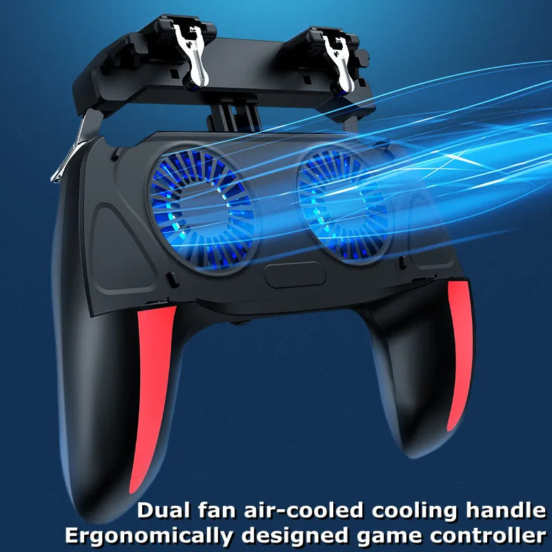 4 Fingers Mobile Phone Game Handle with Radiator Aim Shooting Gamepad Joystick Controller for IOS Android Gaming Accessories