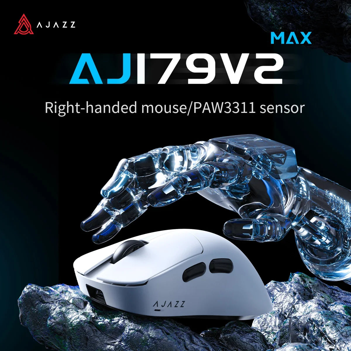 AJAZZ Wireless Gaming Mouse 3 Model With Magnetic Attraction Charging Base PAW3311 Sensor 12000 DPI For PC Laptop AJ179 V2/MAX