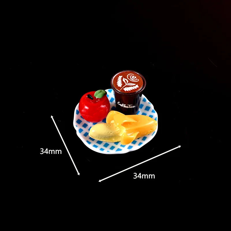 1set 1/12 Dollhouse Simulated Breakfast Afternoon Tea Set Dollhouse Mini Kitchen Food Decoration For Kid Pretend Play Toys
