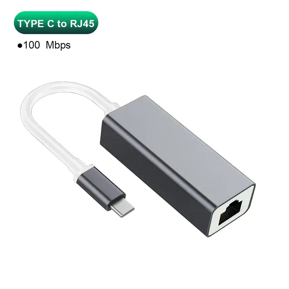 USB Type C Ethernet Adapter 1000Mbps USB 3.0 RJ45 Network Card For MacBook PC Windows XP 7 8 10 Android USB Lan Internet Cable