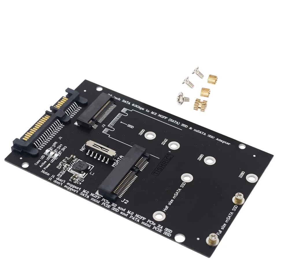 TISHRIC M.2 NGFF Msata SSD To SATA 3.0 2.5 Adapter M2 PCI SSD Converter Riser Card For PC Laptop Add On Card up to 6Gps