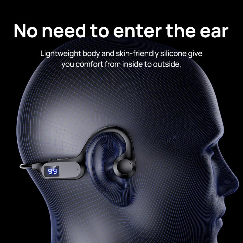 X7 Wireless Bluetooth Earphones, Sports-Style Air-Conducting LED Battery Display, Memory Card Insertion Support