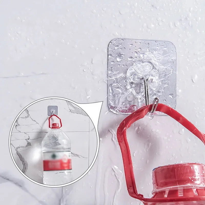 1-20Pcs Bathroom Hook Transparent Wall Hooks Hangers Self Adhesive Door Wall Hangers Hooks for Key Bag Kitchen Bath Accessories