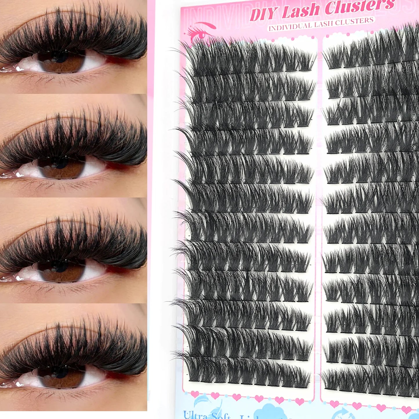False Eyelashes Natural Wispy Individual Cluster Lashes Easy to Apply Soft & Lightweight Reusable for Daily Makeup