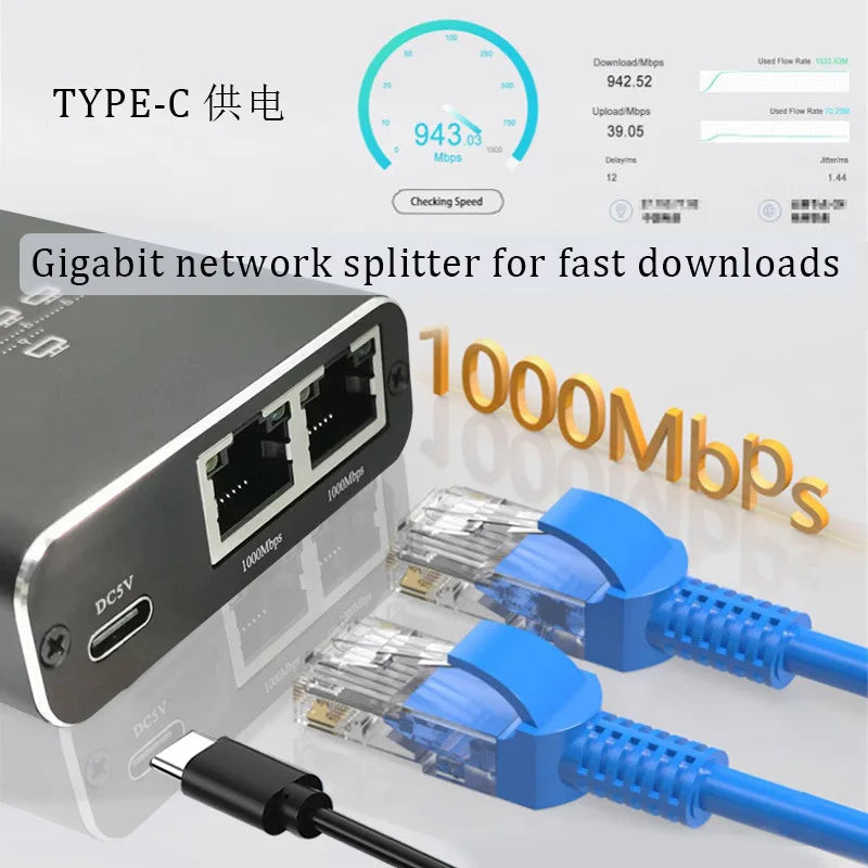 RJ45 Splitter 1 in 2/3/4 Out Network  1000Mbps RJ45 Adapter Gigabit Converter Internet Ethernet 8P8C Extender Plug Extension