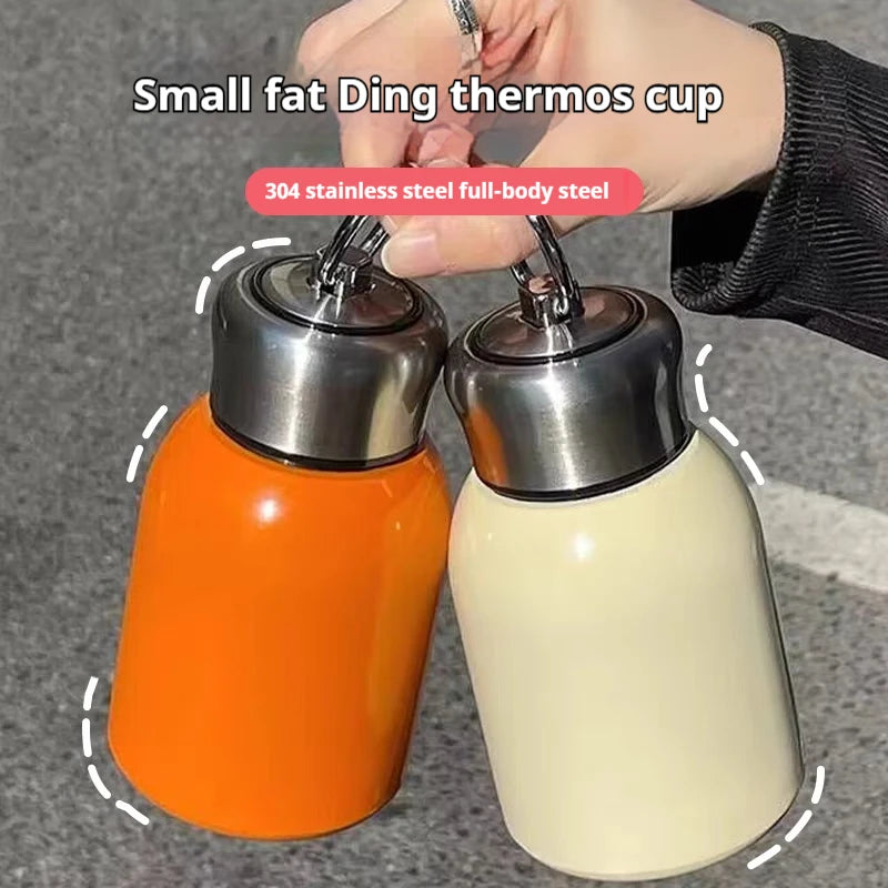 300ML Travel Water Bottle Coffee Mug Stainless Steel Vacuum Flask with Lifting Ring Mini Thermos Cup Portable Car Insulated Cup