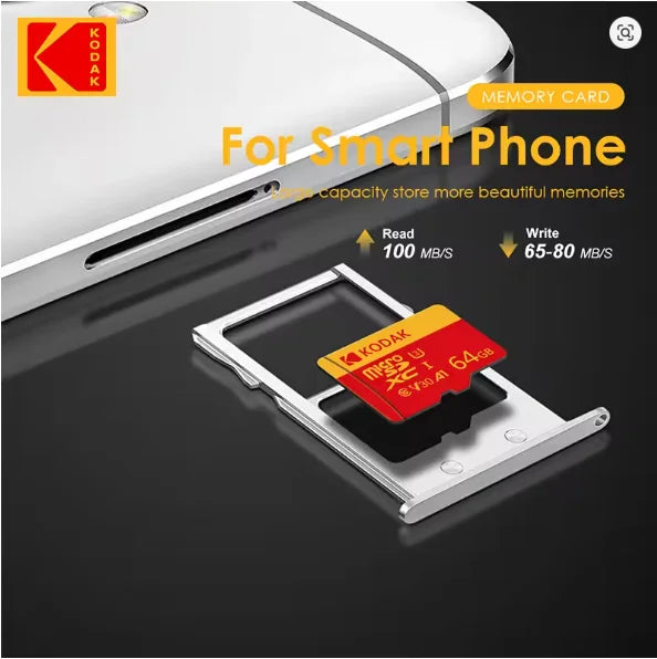 KODAK Micro SD Card 32GB-256GB UHS-I U3 V30 High Speed TF Memory Card for Smartphone Tablet Sports Camera with Adapter 16G