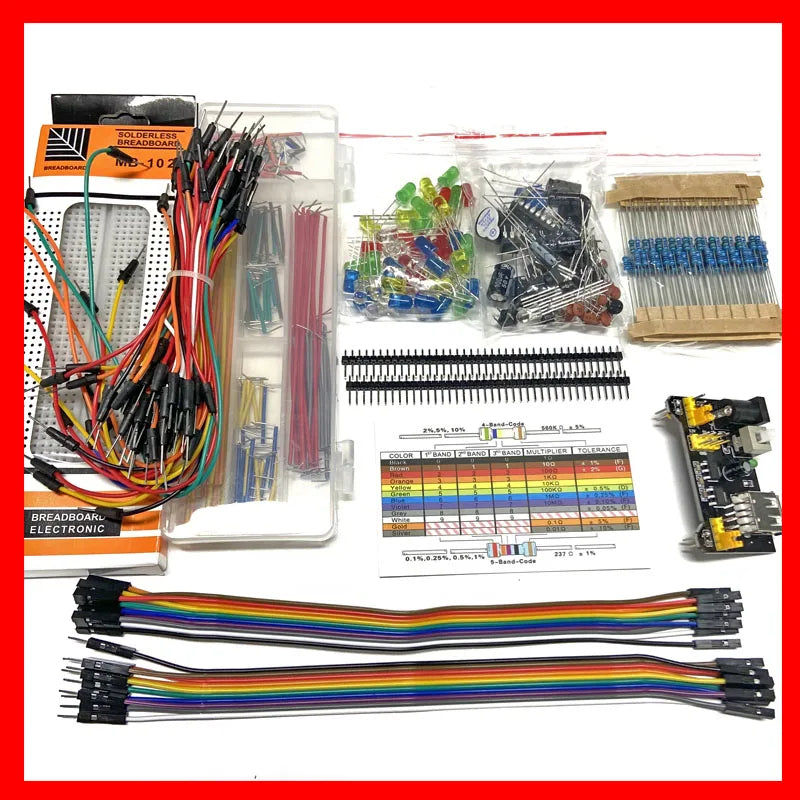 Start 830 Breadboard Kit MB-102 for UNO R3 Component Pack Beginner  Electronic Components Electrolytic Capacitor Resistor led