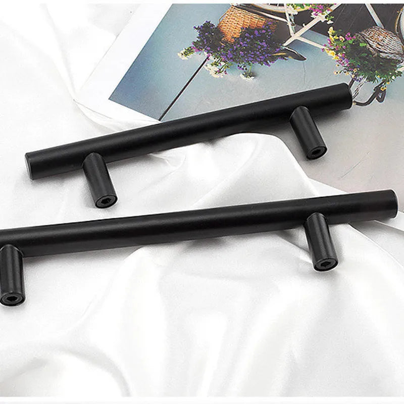 Modern  Matt Black Stainless Steel Kitchen Door Cabinet T Bar Handle Pull Knob 2" ~ 12'' Hardware Drawer Kitchen Handles