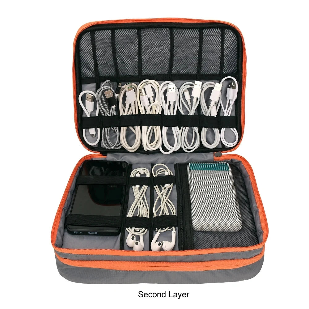 Multi Layer Cable Storage Bag, Electronic Accessories Organizer, Portable Travel Cable Organizer Case for iPad Cable Charger