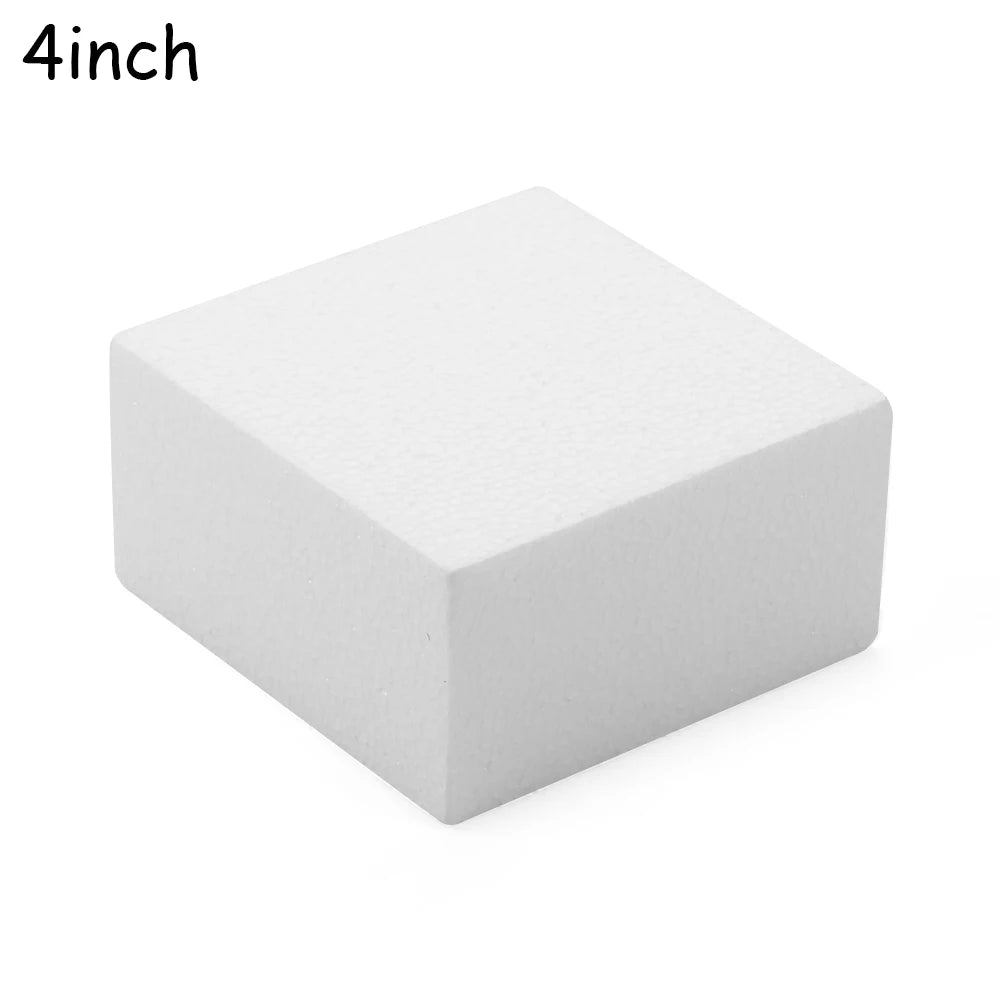 4/6/8 inch Square Foam Cake Lightweight DIY Cake Practice Model Mould Polystyrene Styrofoam for Wedding Party Kitchen Accessory