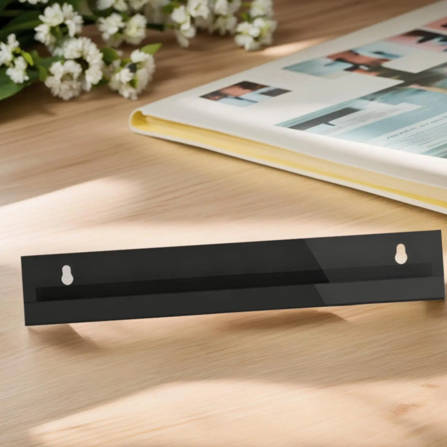 Black Record Display Stand Wall Mounted Book Floating Shelves For Vinyl Record Album Photo Nail Polish Storage Rack