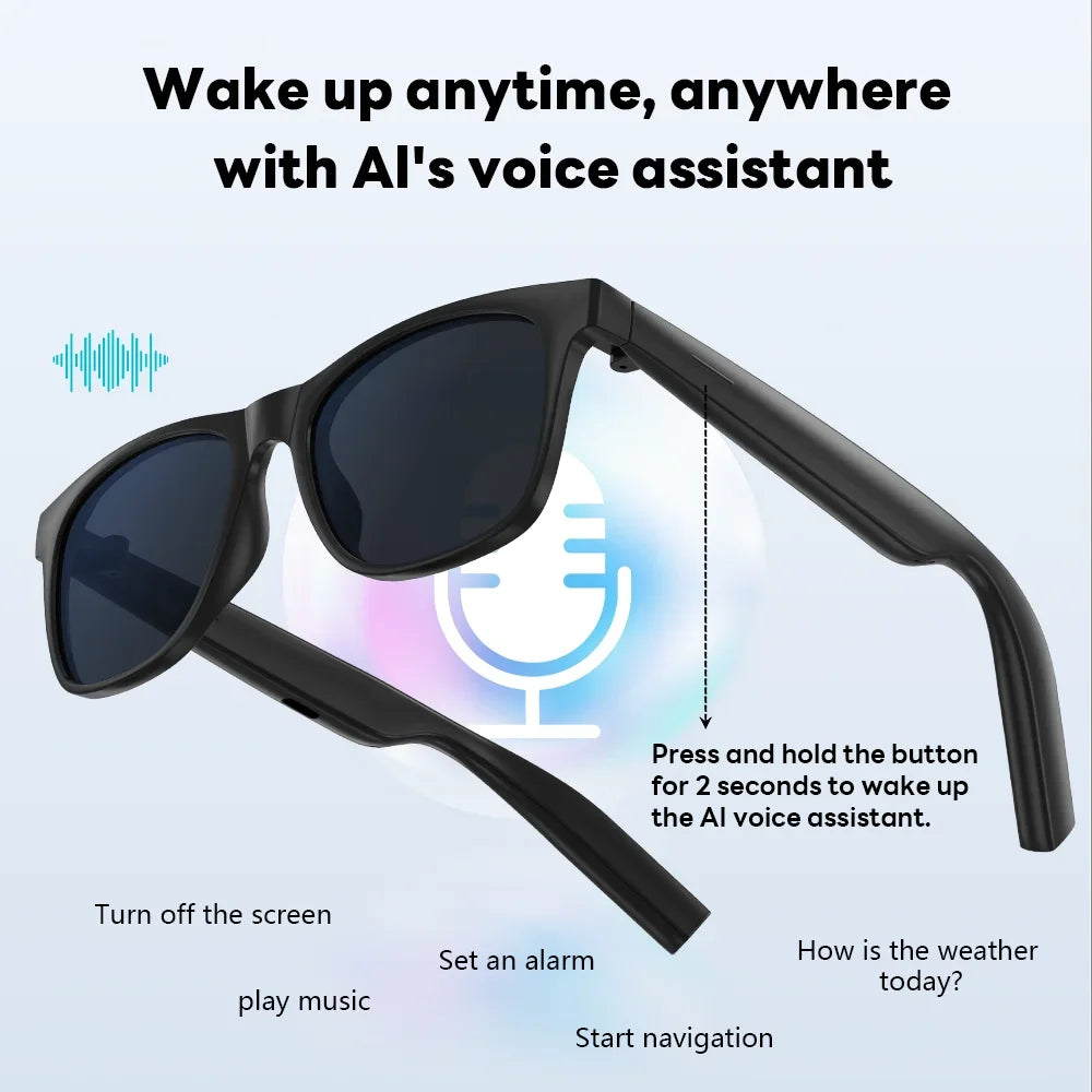 Lenovo AI Smart Wireless Glasses Bluetooth Sunglasses Remote 8K Control Touch Photo Camera Recording Voice Assistant Translator