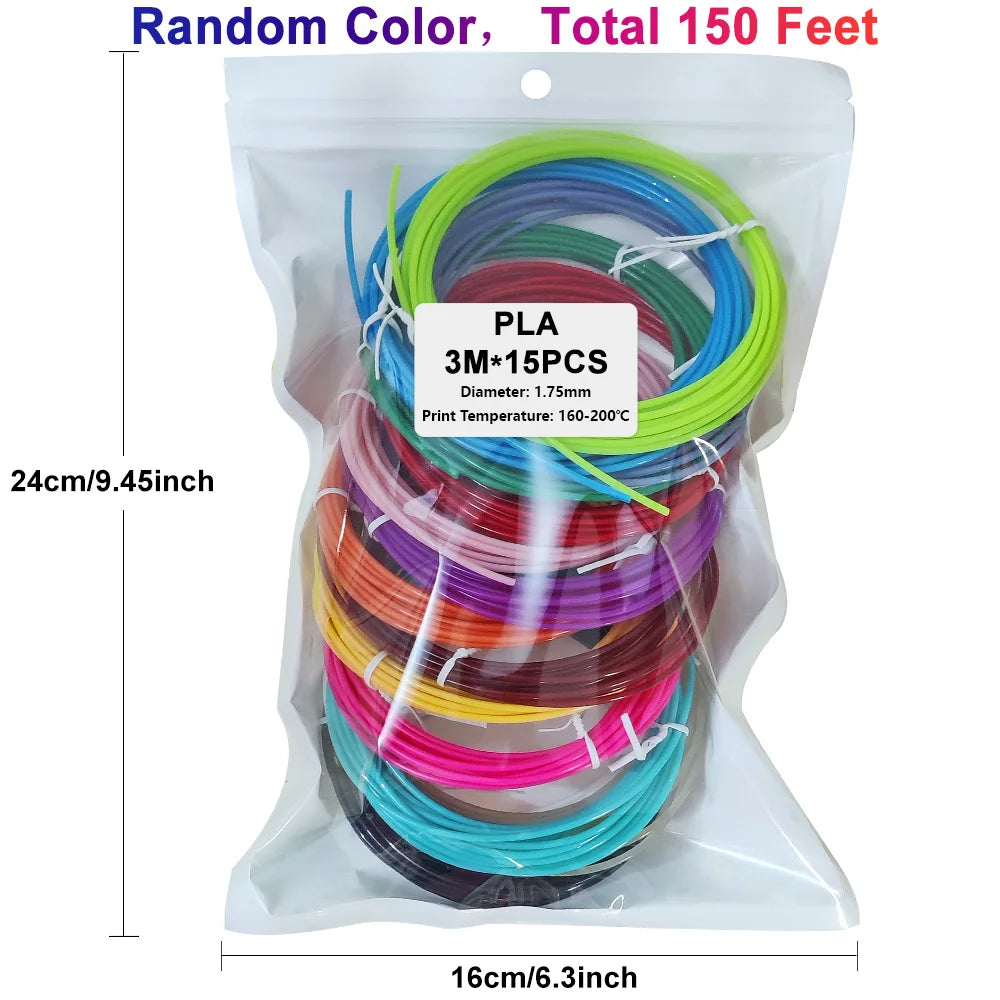 32/15/10 Colors 3D Pen Filament Refills 1.75mm PLA, Each Color 10Feet(3m), Total 320/150/100 Feet (96/45/30m), Random Color