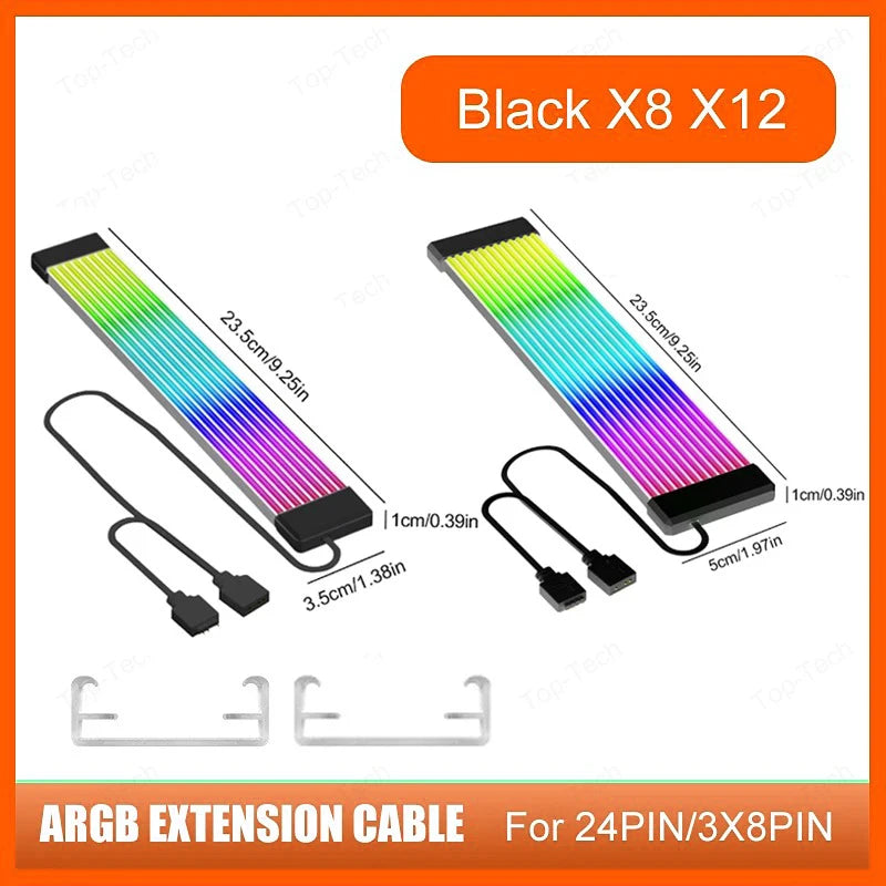 PC RGB Light Strip Suitable for PSU Cable PC RGB GPU Cable 5V 3Pin ARGB Sync PC Extension Cable for 6Pin 8Pin 12Pin 16Pin 24Pin