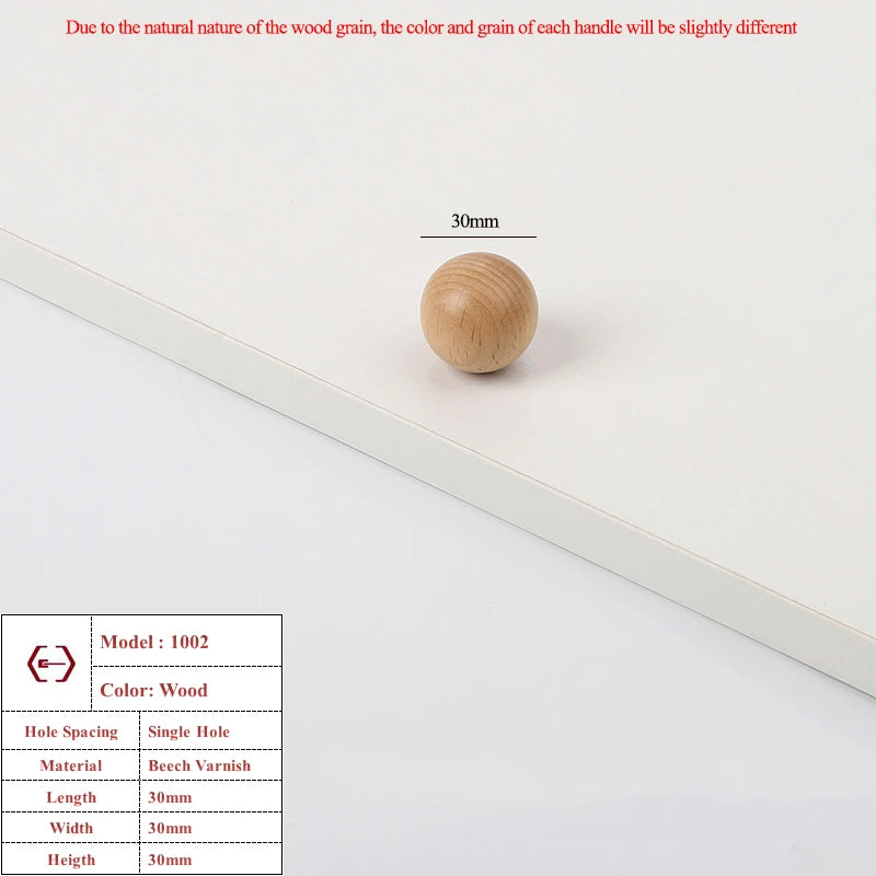 Nordic Wooden Cabinet Handles Solid Wood Furniture Kitchen Door Handle Wardrobe Cupboard Drawer Knobs Hardware Round Pull Handle