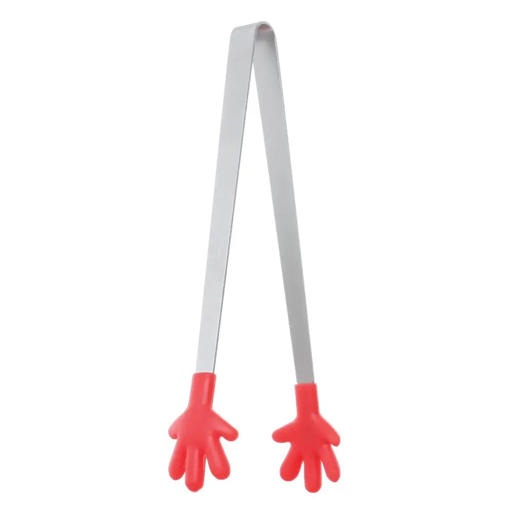 1pc Creative Silicone Stainless Steel Mini Snack Food Tongs Non-slip Handles BBQ Bread Ice Cube Clip Kitchen Accessories