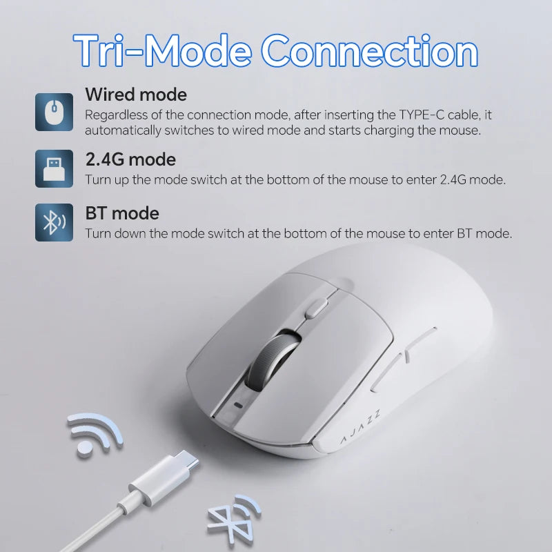AJAZZ AJ139 V2 MC Three-mode Wired/Bluetooth/2.4G Wireless Gaming Mouse PAW3311 Sensor 500mAh Mouse Suitable for PC Gamers