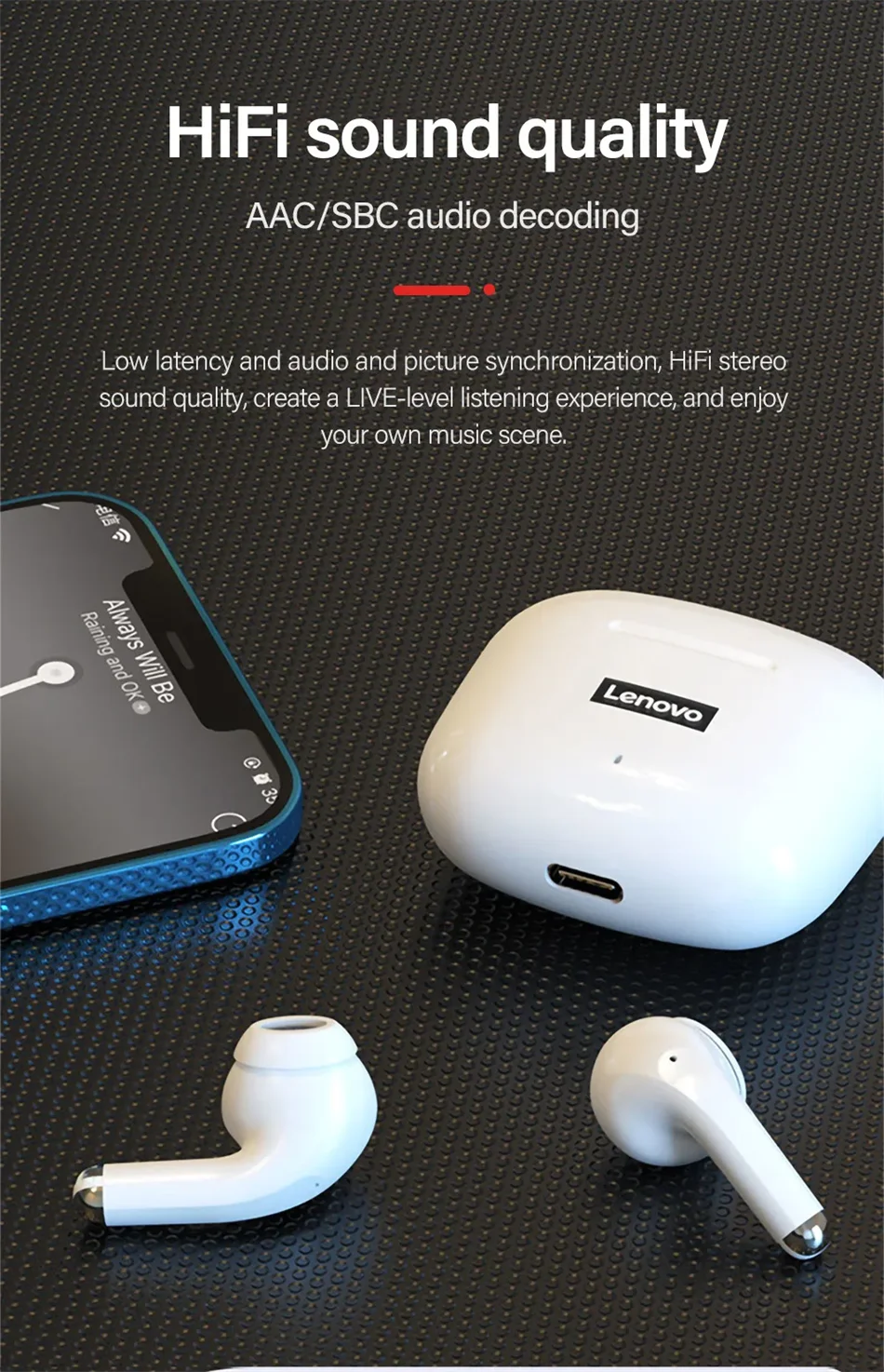 NEW Lenovo LP40 Pro TWS Bluetooth 5.3 Quick Connect Earphones  Ergonomic  Design  Headphones Powerful Transmission Speed Headset