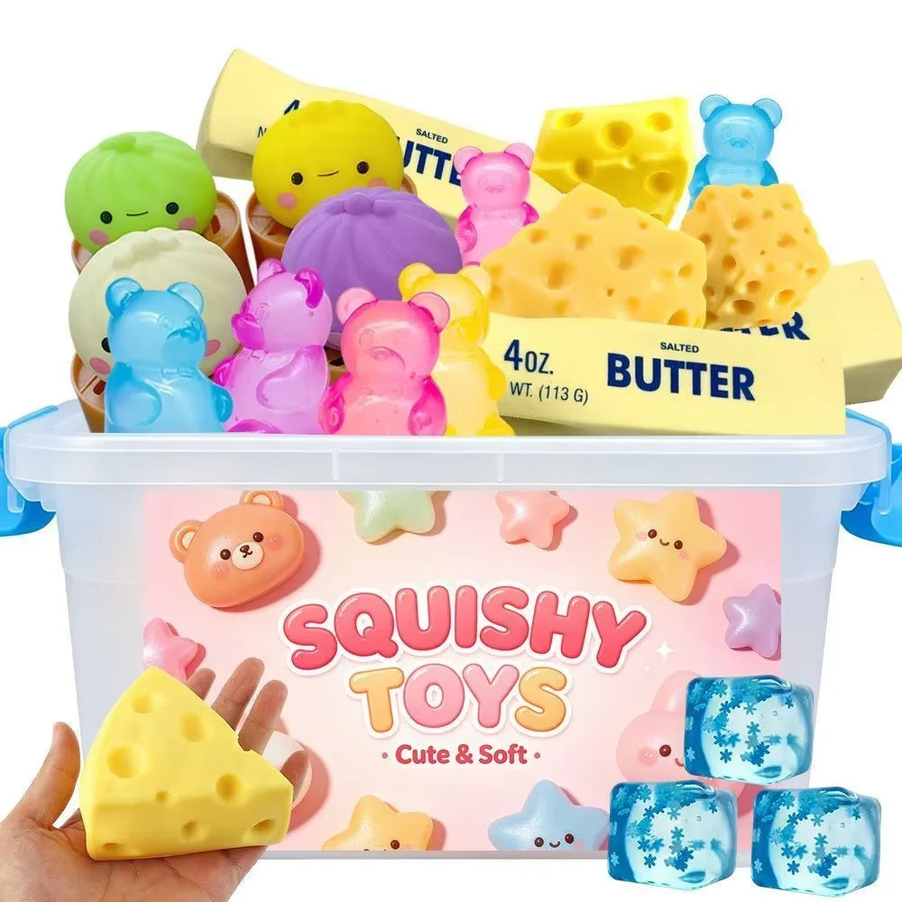 Assorted Slow Rebound Squishy Blind Box Cute Food Animal, Stress Relief Squeeze Sensory Fidget Toy Decompression Gift