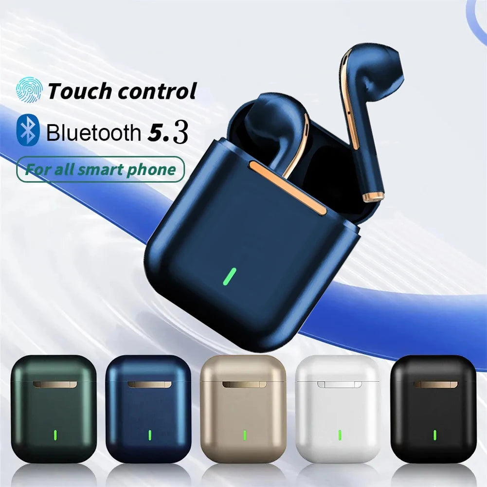 J18 TWS Wireless Earbuds, 5.3 Bluetooth Headphones Long Playtime, Noise Cancelling Voice Call, for Gaming, Business & Sports