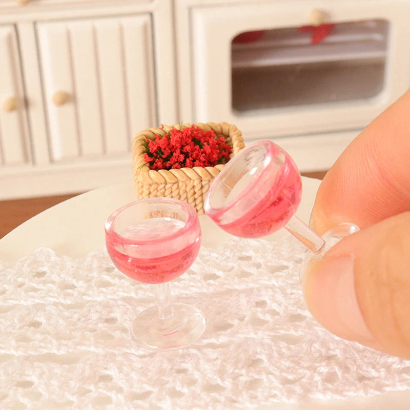 5pcs Dollhosue Miniature Red Wine Cup Wine Glasses Doll House Foods Groceries Kitchen Fairy Garden Scene Decor Furniture Toy