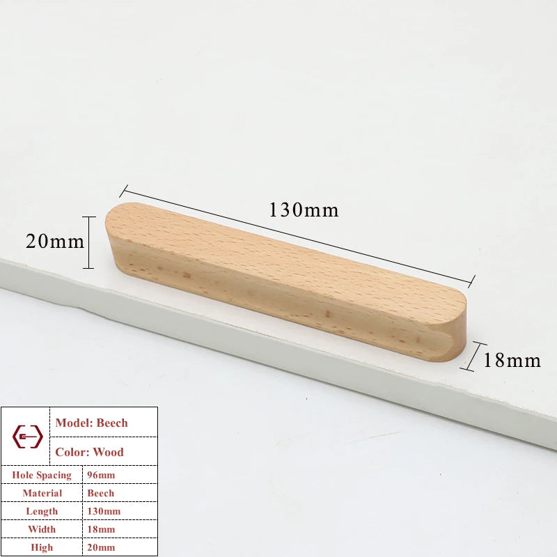 Wooden Cabinet Handles Beech Walnut Solid Wood Furniture Door Handle Kitchen Cupboard Drawer Knobs Wardrobe Hardware Pull Handle
