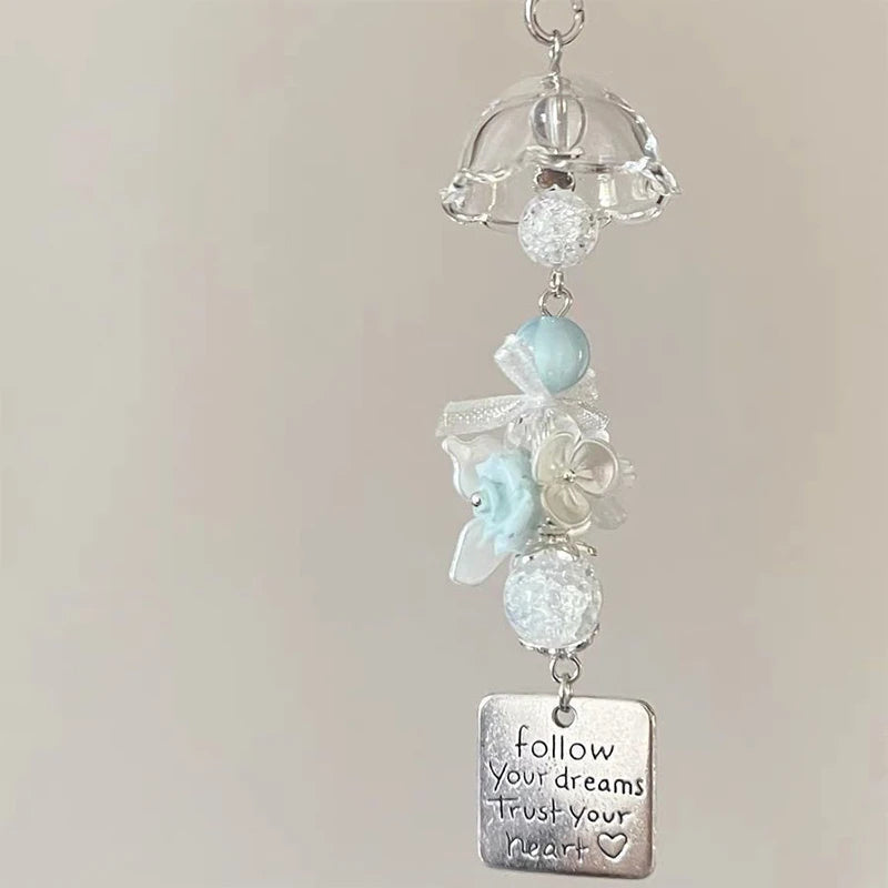 1PC Japanese Wind Bell Japan Wind Chime Handmade Glass Furin Home Spa Kitchen Office Decor Sakura Cherry Blossom Pattern Pendant