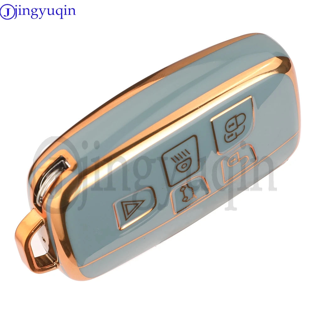 Jingyuqin 5Buttons TPU Auto Key Shell Case Cover For Land Rover Range Evoque Freelander Velar Discovery 4 Jaguar XE XJ XF Guitar