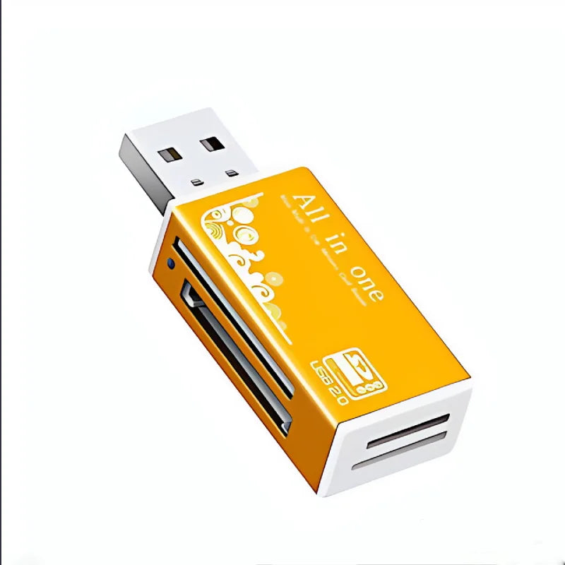 Alloy Card Reader 4 Ports USB2.0 Micro SD TF M2 MS Pro Duo MMC SDHC DV Phone Camera Memory Card Adapter with LED Indicator