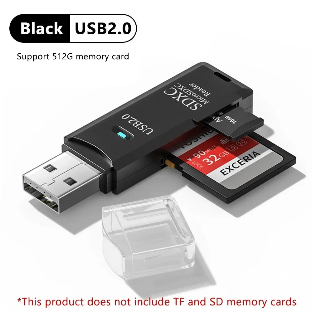 2-in-1 Multi Functional USB3.0/2.0 Card Reader Micro SD TF Memory Card Reader USB Flash Drive Cardreader Adapter For PC Laptops