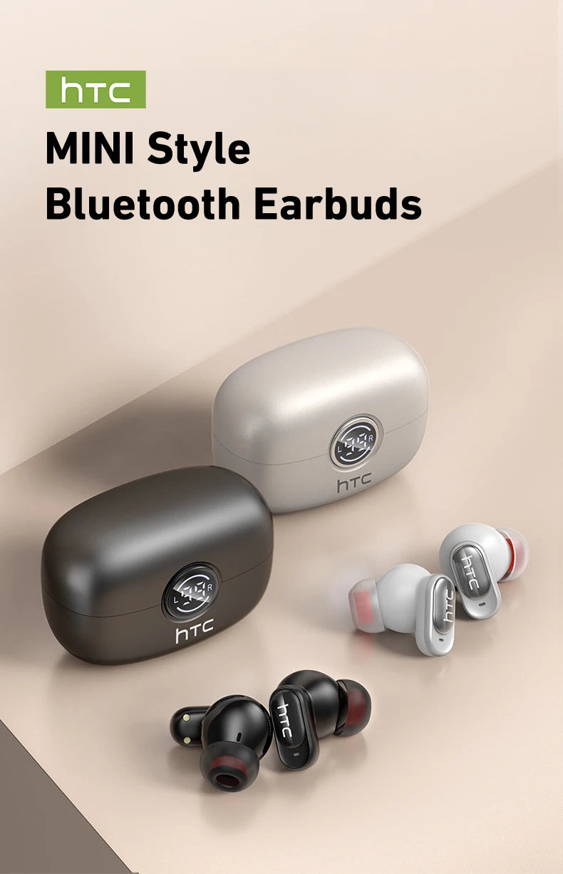 HTC NE79 TWS Bluetooth 6.0 Earbuds AI Translation 135 Languages ENC Noise Cancelling HiFi Stereo Headphones with LED Display