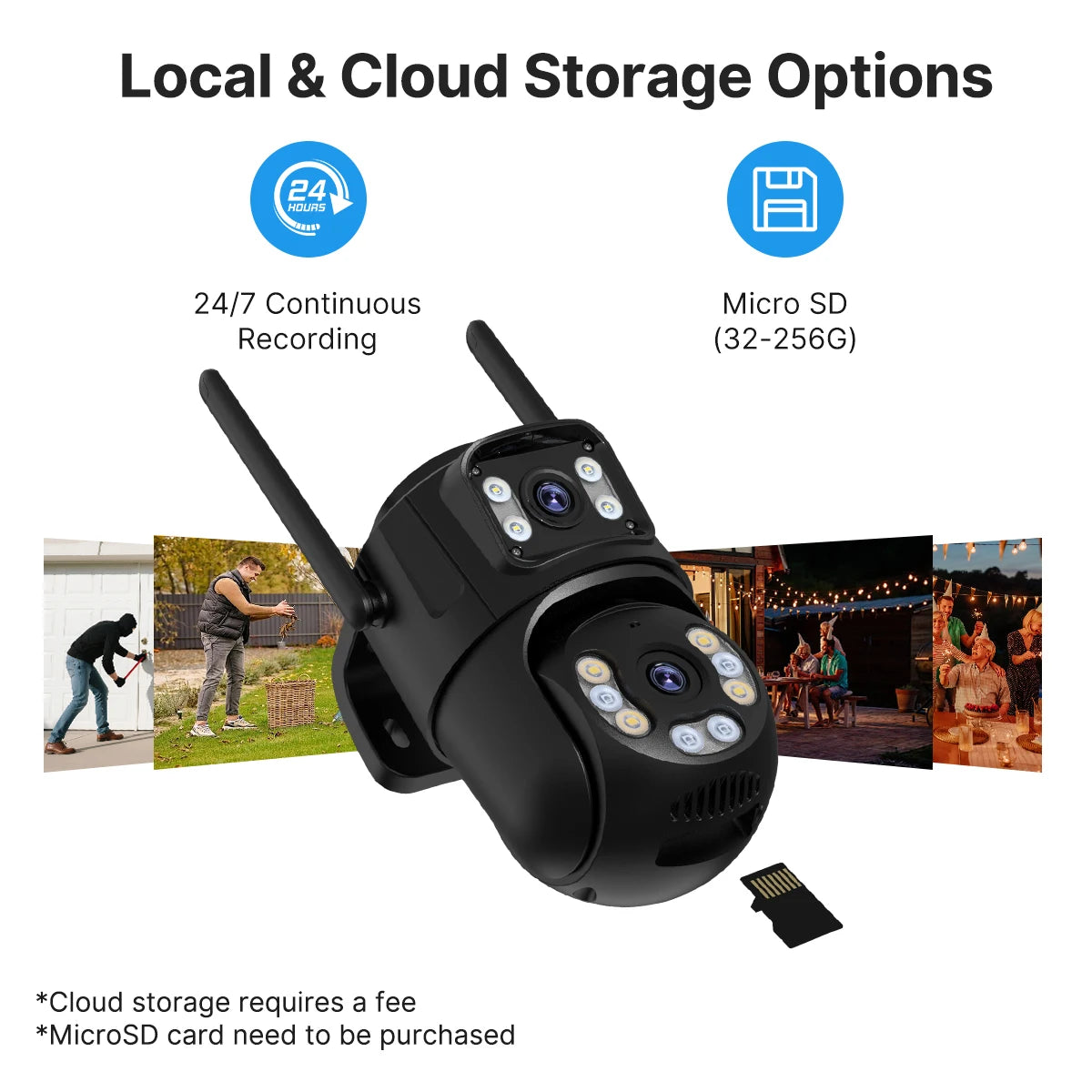 4K 8MP HD Wifi PTZ Camera Outdoor 4MP Dual Lens Dual Screen AI Auto Tracking IP Camera CCTV Audio Video Surveillance P2P iCSee