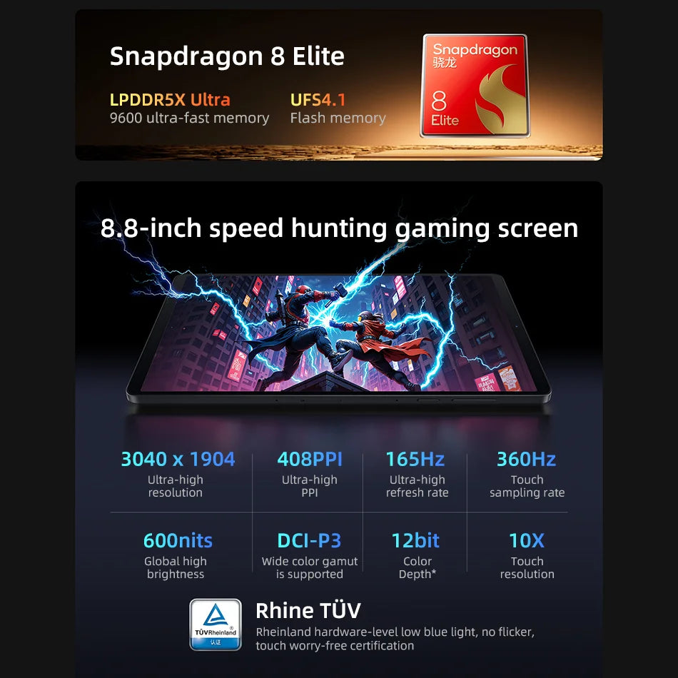 Lenovo Legion Y700 2025 CN Android Pad Gen 4 TB322FC Gaming Tab 12/256GB 16/512GB Snapdragon 8 Elite 8.8" 165Hz 7600mAh Tablets