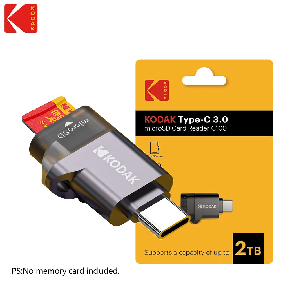 KODAK 128GB Micro SD Card U3 V30 256GB 64GB 32GB 4K High Speed TF Card for Phone Camera Drone Original TYPE-C Reader