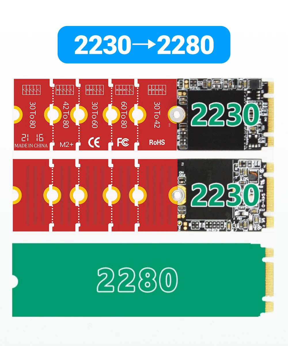 JEYI M.2 NGFF NVME SSD Extension Bracket Transfer 2230 2242 2260 2280 Length Extend Adapter Bracket Card Plate Change Long Size