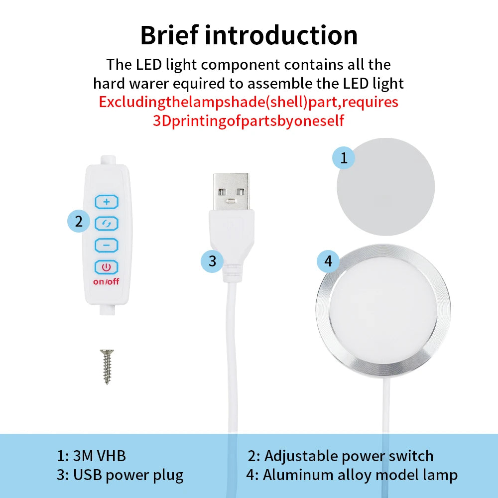 For Bambu Lab Adjustable Light Kit Led Light Hardware Bambulab Light Kit 001 Led Light Parts Diy Model 3D Printer Accessories