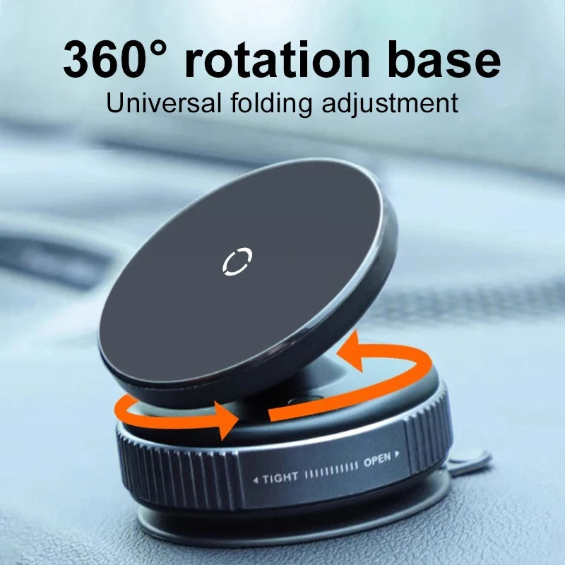 Strong Magnetic Car Phone Holder Foldable Magsafe Design 360° Adjustable Vacuum Mount for Car/Desk/Bathroom/Universal Use Metal